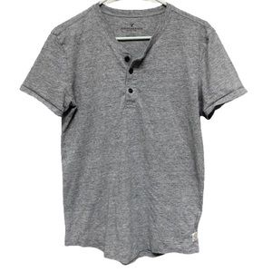 American Eagle Outfitter Gray Short Sleeve Henley T-Shirt Size S